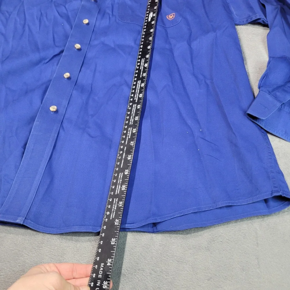 Ariat Button Down Shirt Mens XXL Blue Solid Long Sleeve Western‎ Work 10006660